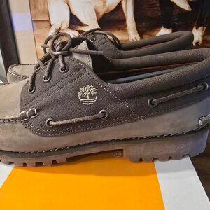 Timberland Authentics Mens Sz 12 3-Eye Boat Shoe Olive Nubuck 0A6DXW Leather NEW